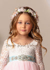 GIRLS - Custom Jewel Bridal Sash and Butterfly Petal Wreath - Hannah Rose Vintage Boutique