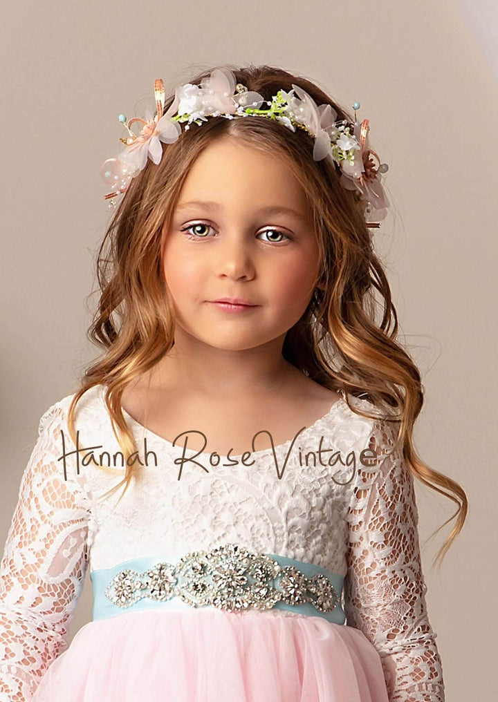 Ivory Flower Girl Dress with Flutter Sleeves