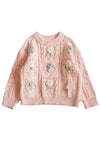 Girls pink sweater with flowers