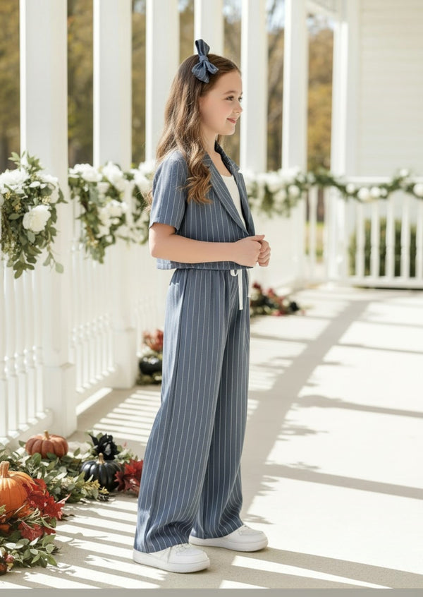 Little Boss Babe Pinstripe Pants Suit Set - Girls Dresses & Outfits
