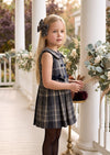 Old World Glam Velvet Button Plaid Dress - Girls Fall Clothing & Outfit