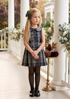 Old World Glam Velvet Button Plaid Dress - Girls Fall Clothing & Outfit