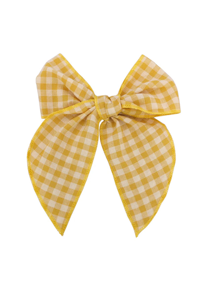 girls gold check fable bow
