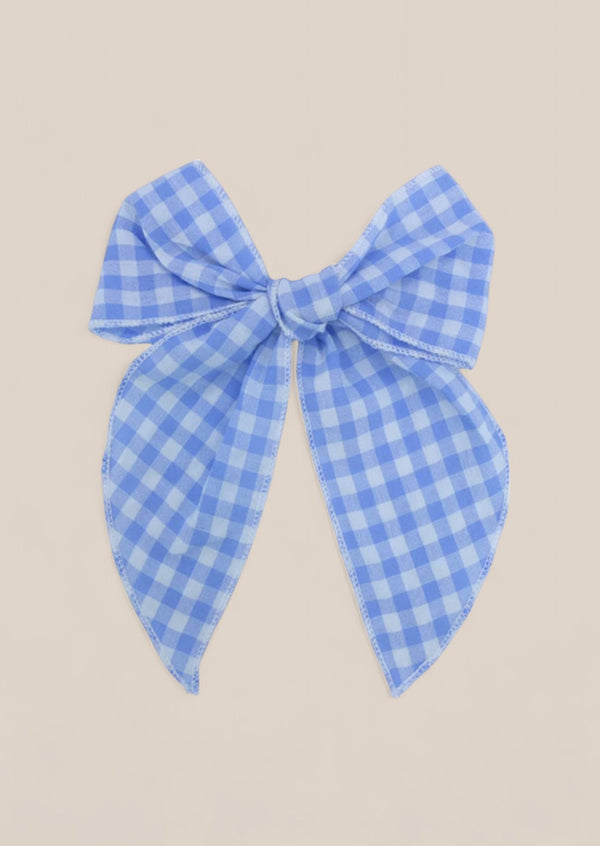 Blue Check Fable Bow