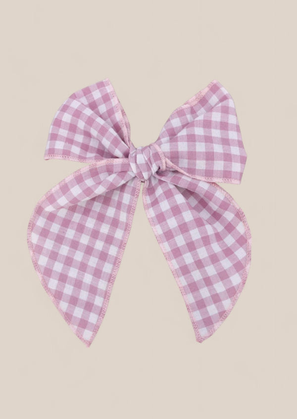 Lavender Check Fable Bow