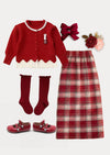 Poem Mid-Calf Skirt in Red Plaid