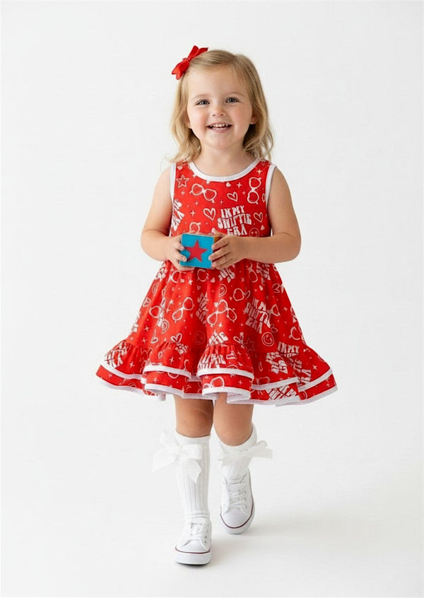 Toddler & Girls Pop Era Twirl Dress in Red - Twirl Dresses