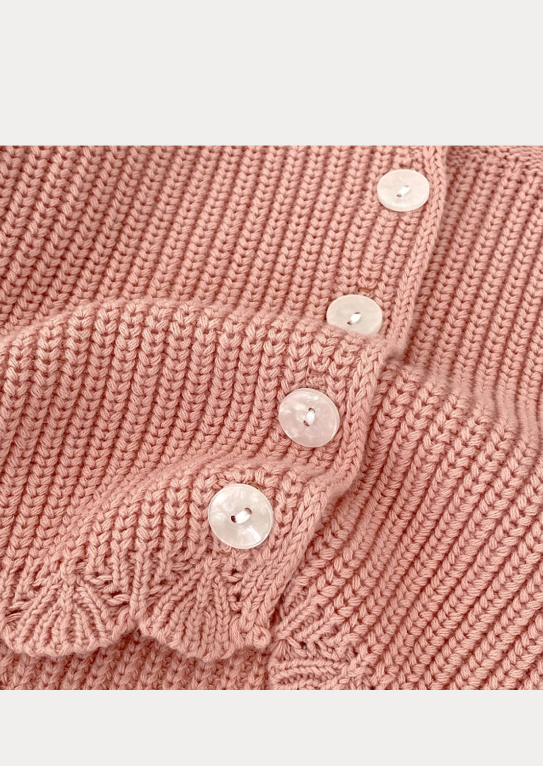Shoulder Design Hand Knit Cardigan in Pink