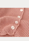 Shoulder Design Hand Knit Cardigan in Pink