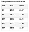 Girls Suit Size Chart
