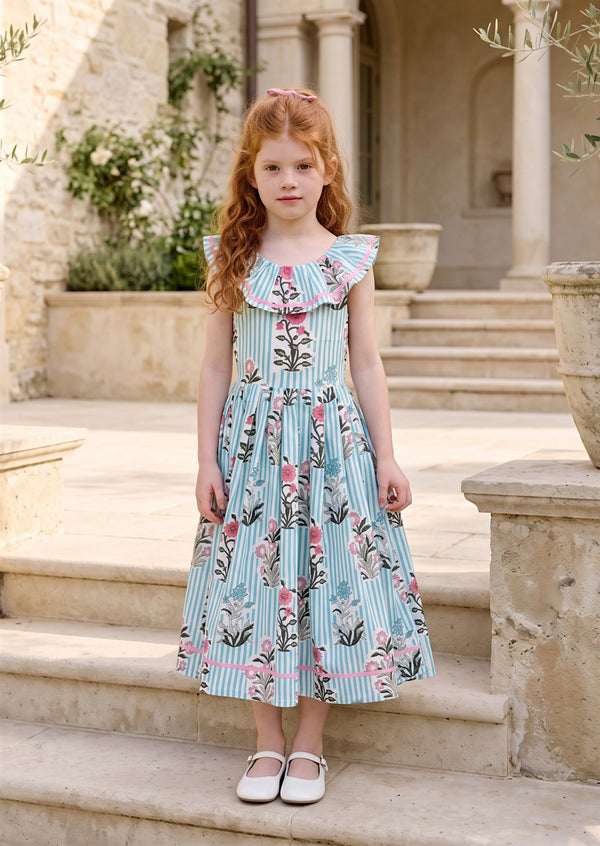 Whimsical Floral & Stripe Dress for Girls | Girls Fall Dresses