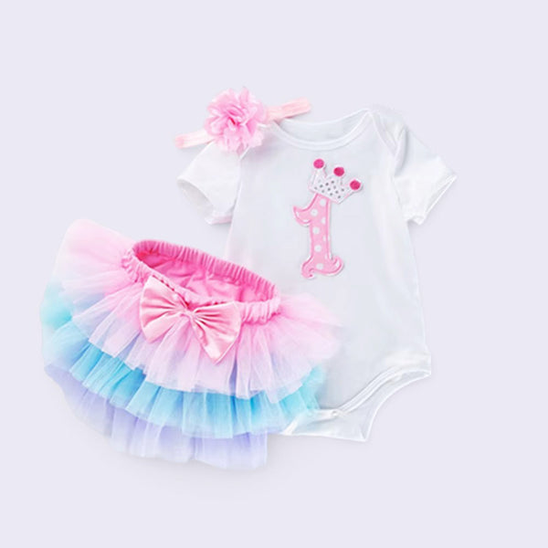 Princess 1st Birthday Baby Onesie & Rainbow Bloomer Set