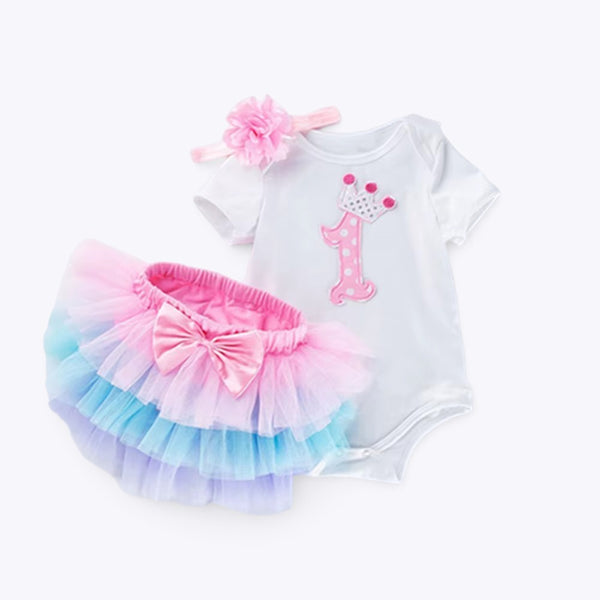 Princess 1st Birthday Baby Onesie & Rainbow Bloomer Set