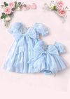 Moonbeam Puff Sleeve Dress in Powder Blue