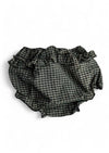 Black Plaid Puff Sleeve Eyelet Insert Dress