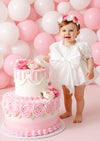 White Sequin Baby Romper  Luxury First Birthday Outfit
