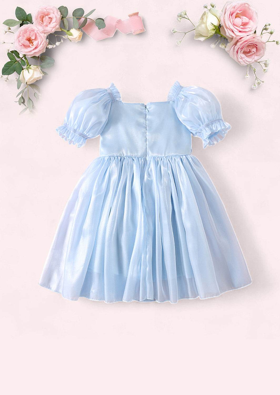 Moonbeam Puff Sleeve Dress in Powder Blue