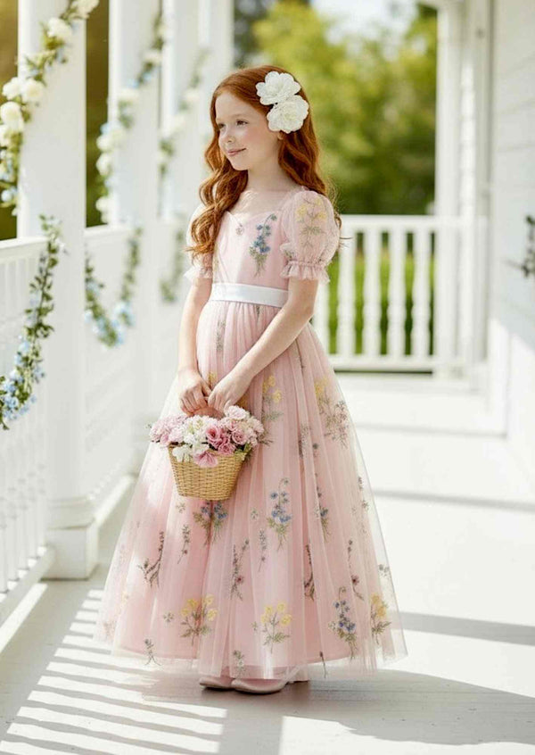 floral flower girl dresses - pink