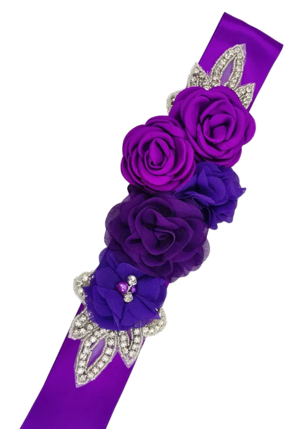Purple flower sash belt