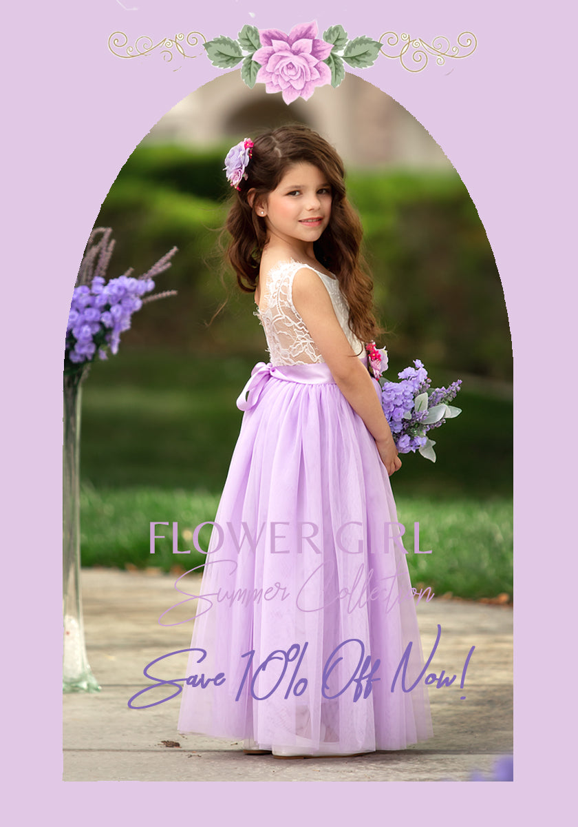 Ivory Flower Girl Dress with Flutter Sleeves