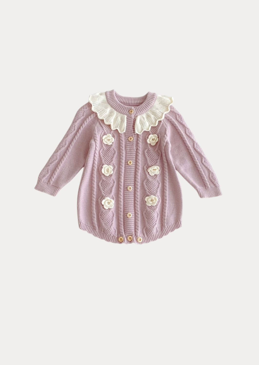 Quin Cable Knit Romper in Lavender