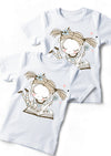 My Favorite Book White Cotton Tee or Crew Neck in Blue