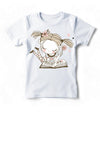Girls White Cotton Tee with Storybook Illustration