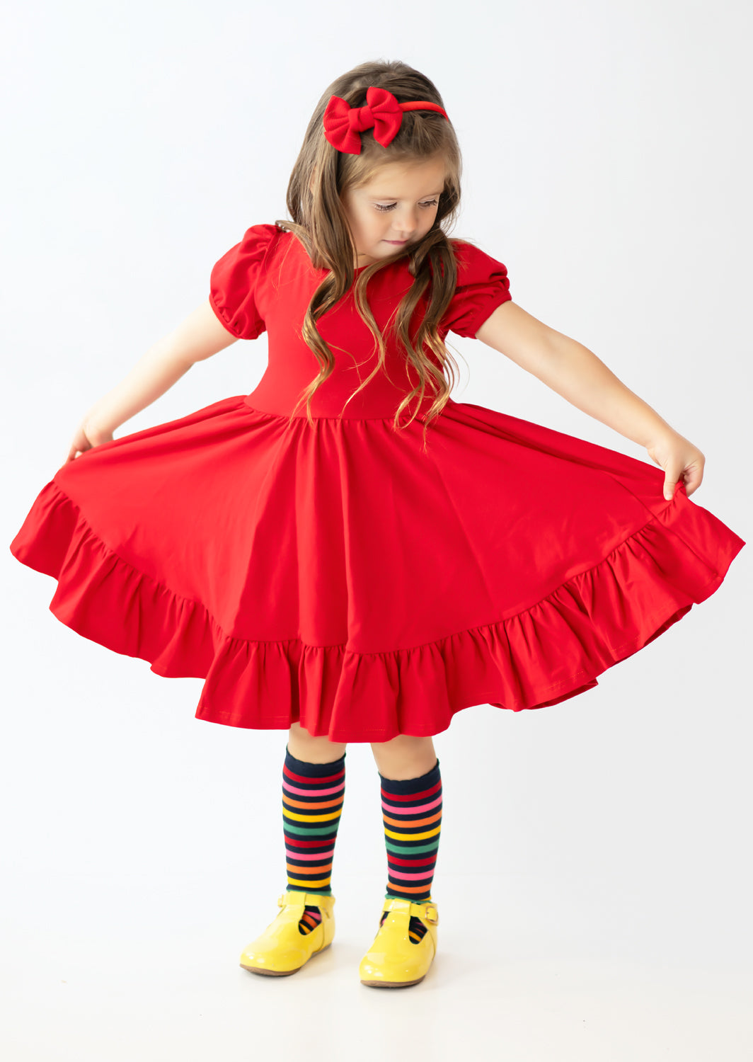 girls red twirl dress