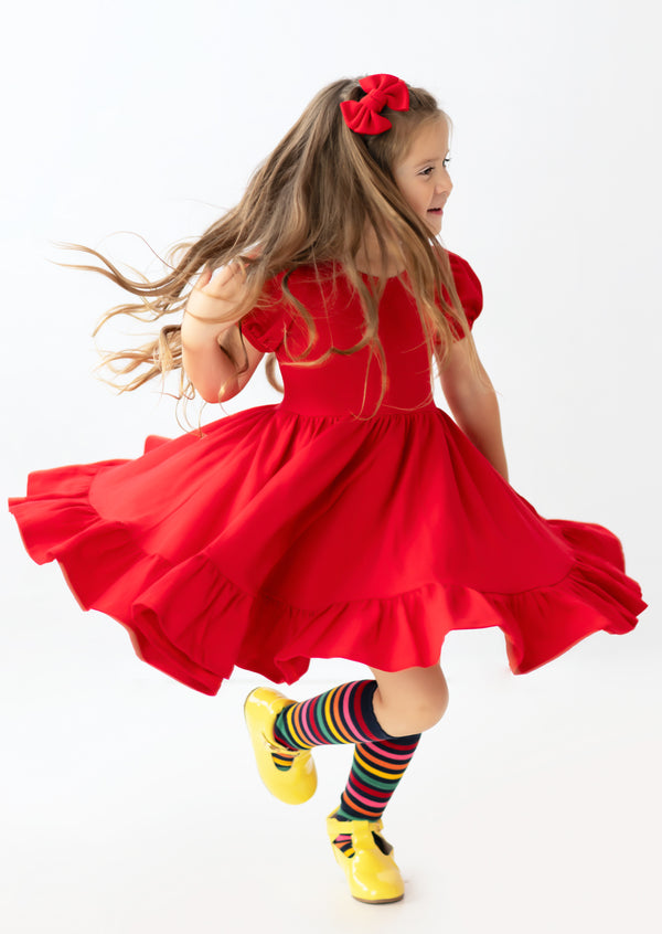 twirly girl dress in red