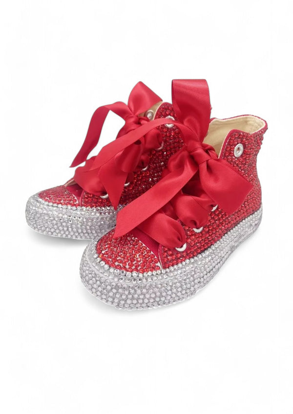 Red Rhinestone Bling High-Top Shoes