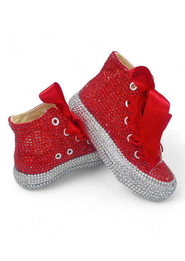 Red Rhinestone Bling High-Top Shoes