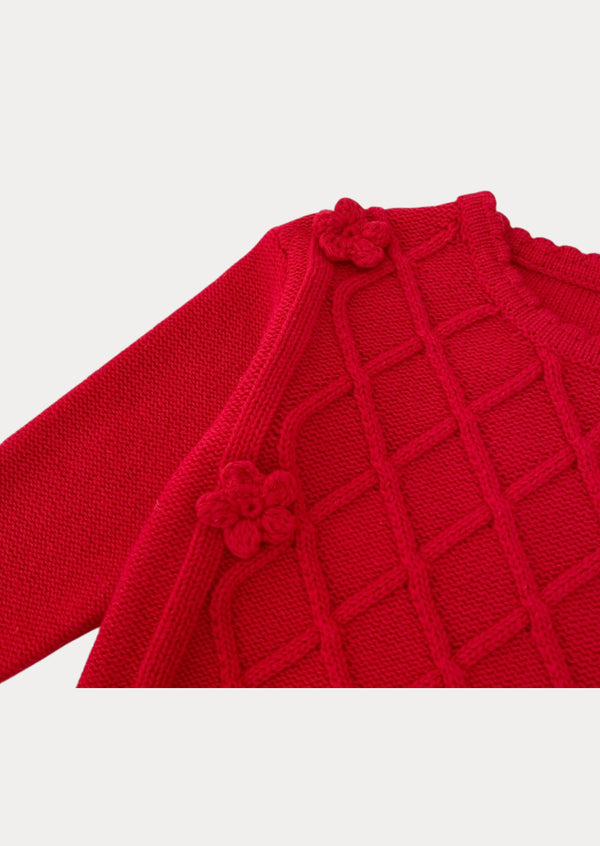 Cotton Argyle Pullover in Red