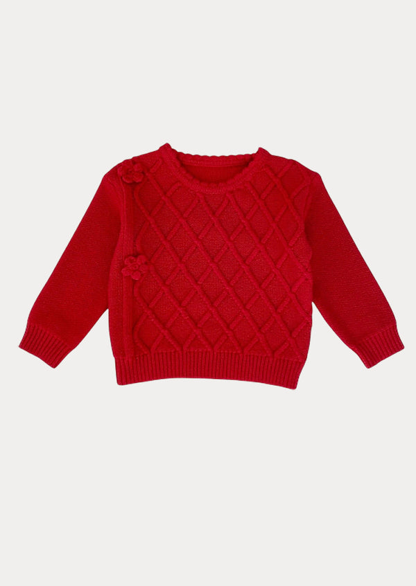 Cotton Argyle Pullover in Red