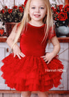 Girls red velvet tutu dress