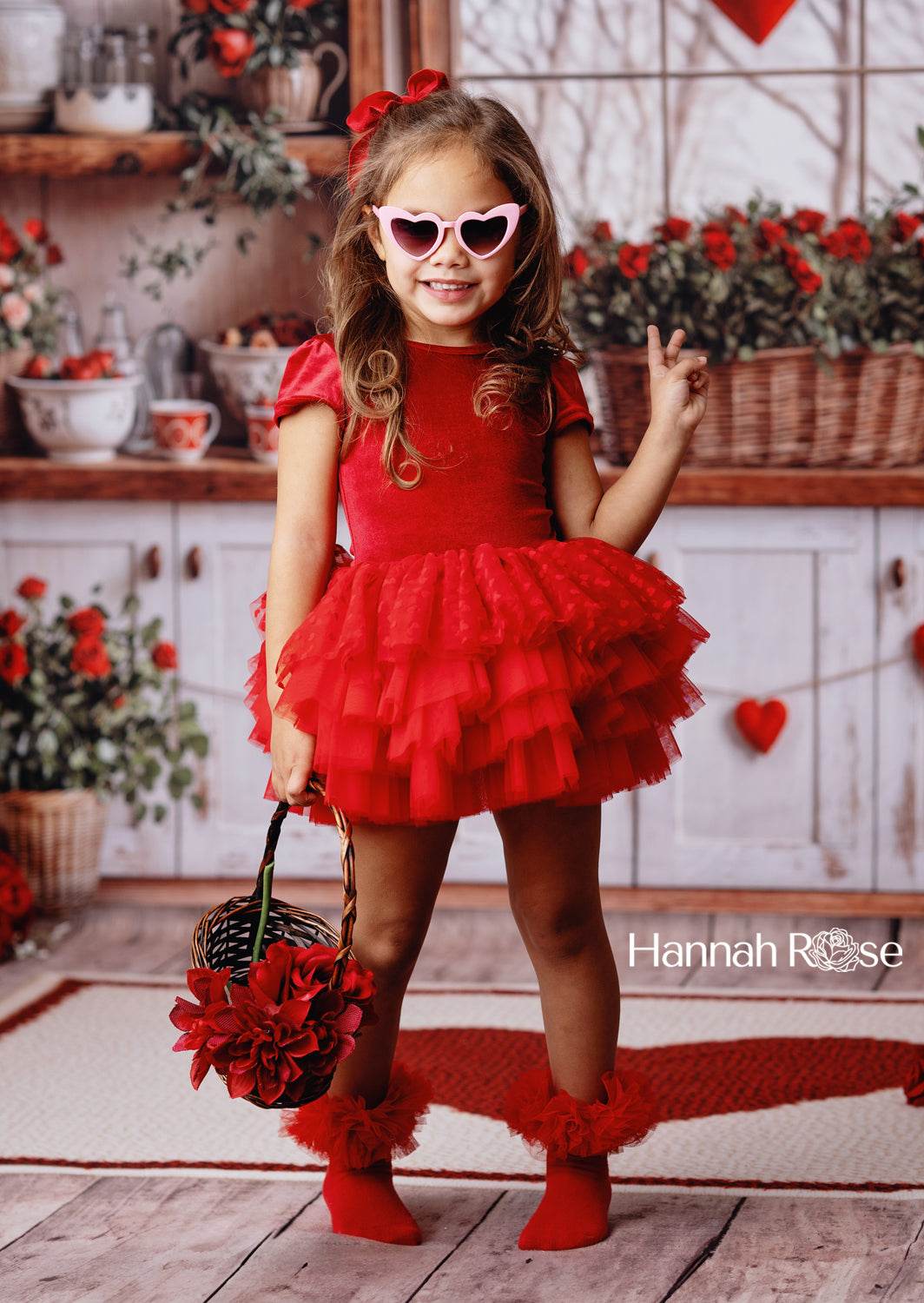 girls red velvet tutu dress