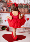 Fancy Hearts Tutu Dress Red