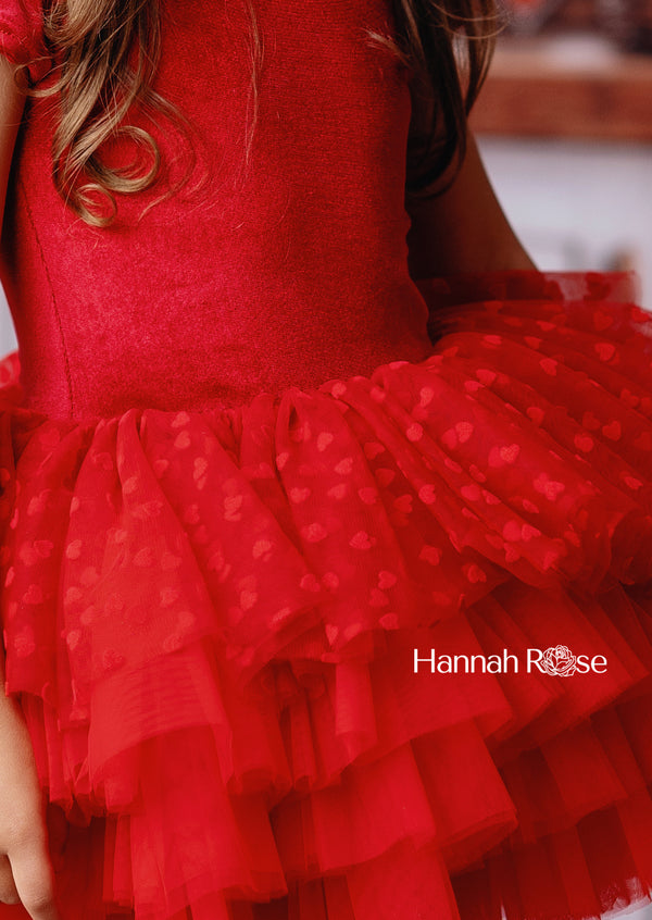 Fancy Hearts Tutu Dress Red