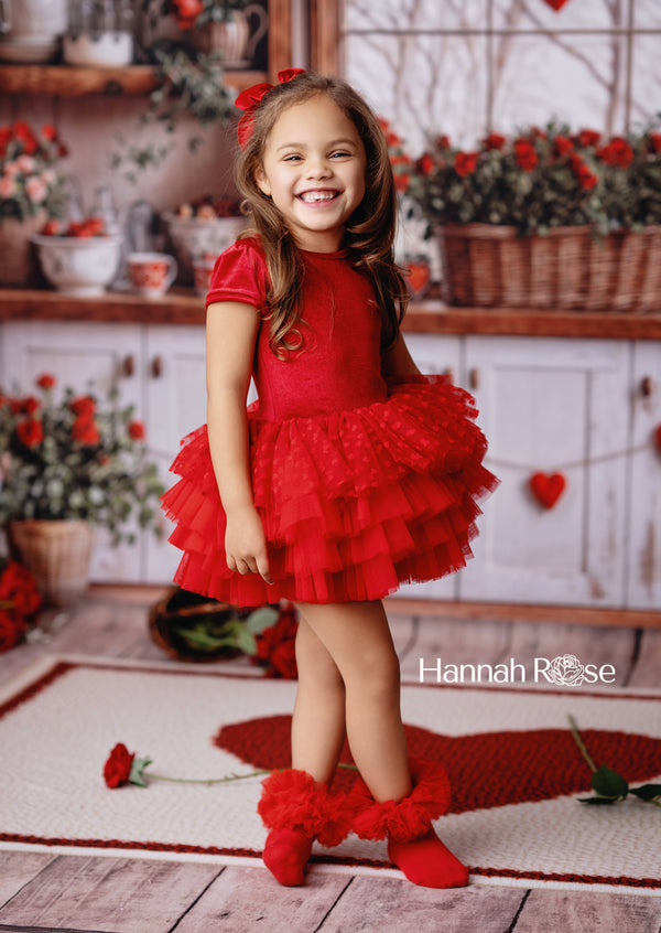Red Velvet Hearts Toddler Tutu Dress Party & Special Occasion Outfit