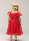 Red Petal Red Swiss Dot Party Dress