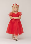 Red Petal Red Swiss Dot Party Dress