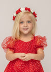 Red Petal Red Swiss Dot Party Dress
