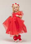 Red Petal Red Swiss Dot Party Dress