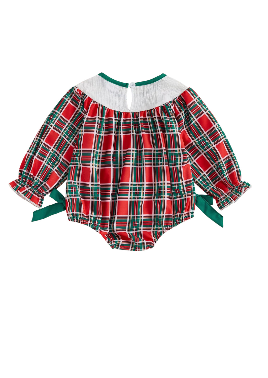 Santa Sleigh Red Plaid Christmas Romper