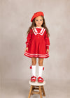 Toddler Girl Holiday Sailor Dress in Red