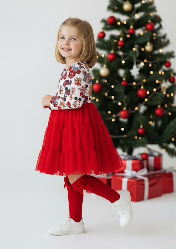 Girls Red Mouse Gingerbread Cookies Holiday Twirl Dress -Twirl Dresses