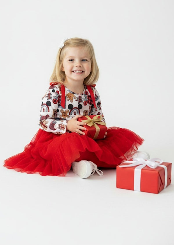 Girls Red Mouse Gingerbread Cookies Holiday Twirl Dress -Twirl Dresses