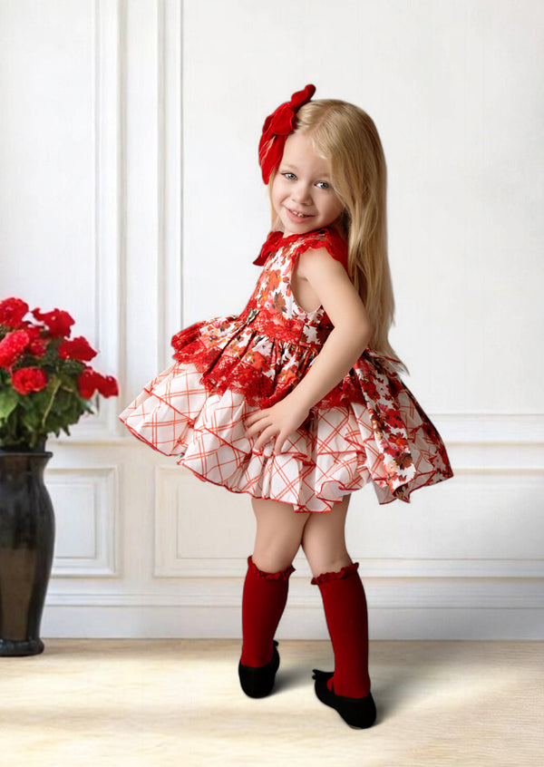 Classic Red Floral Dress
