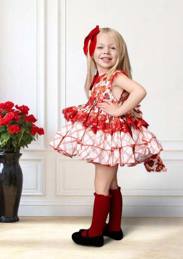 Classic Red Floral Dress