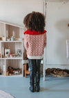 Print Collared Cardigan | Red