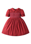 Girls red smocked Christmas dress